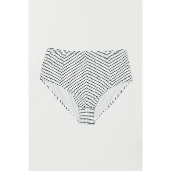 H&M Dół od kostiumu High Waist 0600886014 Biały/Czarne paski
