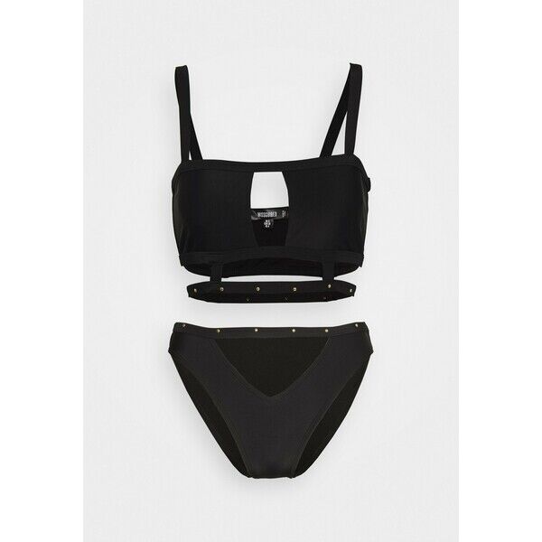 Missguided SQUARE NECK STUD CAGED DETAIL TOP AND V FRONT STUD STRAP SET Bikini black M0Q81L01V