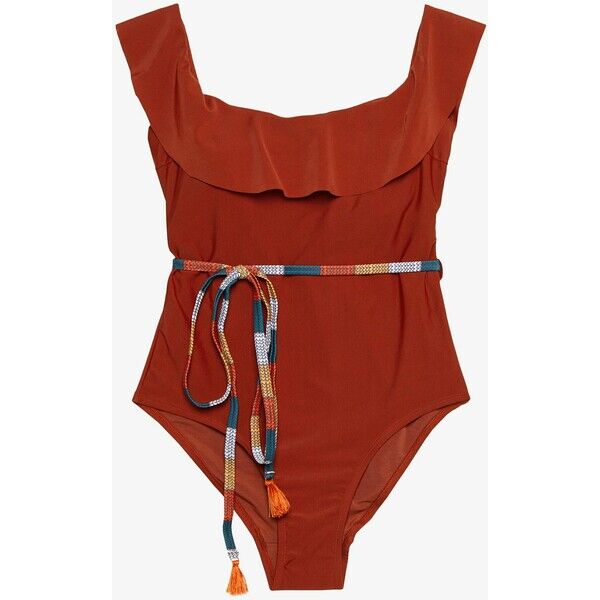 Hunkemöller PARAMARIBO RUFFLE Kostium kąpielowy brick red HM181G01Z