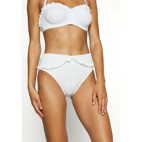 MICHAEL Michael Kors ICONIC SOLIDS RUFFLED HIGH LEG BOTTOM Dół od bikini white MK181I00J