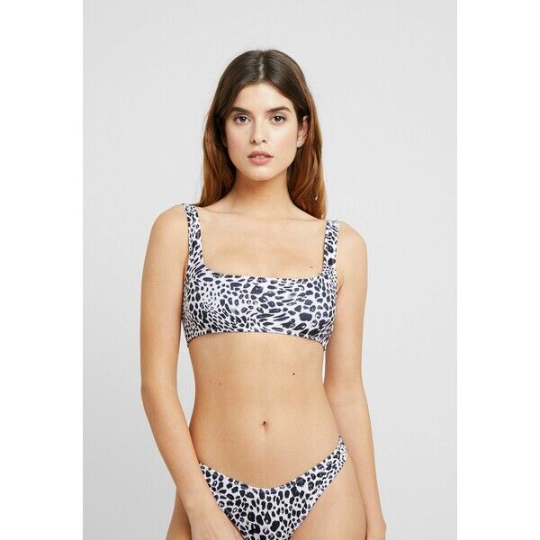 Topshop ANIMAL SPOT SQUARE NECK CROP Góra od bikini monochrome TP781J01U