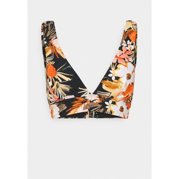 Seafolly BORA BORA FLORA V NECK CROP Góra od bikini black S1981J08R