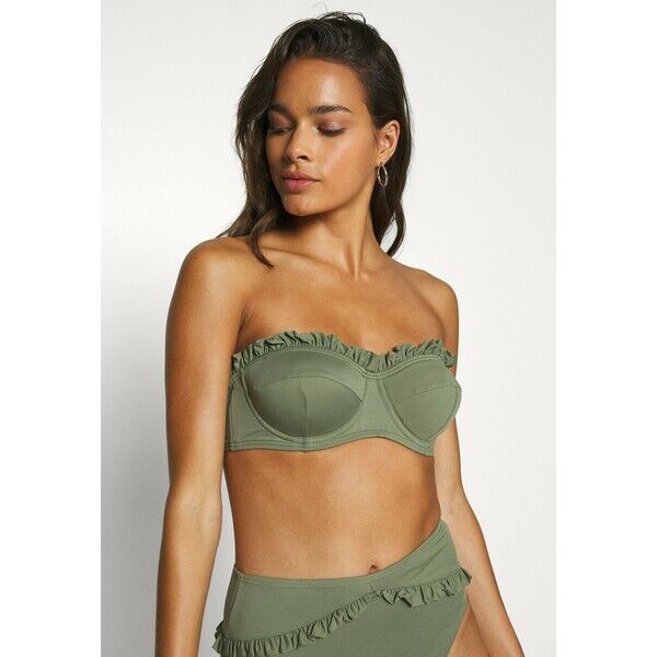 MICHAEL Michael Kors ICONIC SOLIDS RUFFLED UNDERWIRE Góra od bikini army green MK181J00X