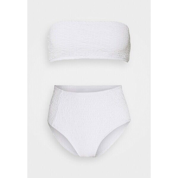 Missguided BANDEAU AND HIGH LEG HIGH WAIST BRIEF SET Bikini white M0Q81L02O
