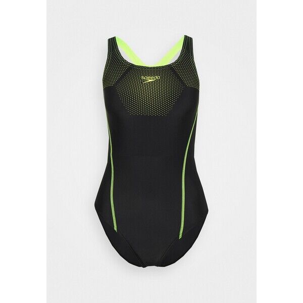 Speedo TECH PLACEMENT MEDALIST Kostium kąpielowy black/fluo yellow 1SP81G042