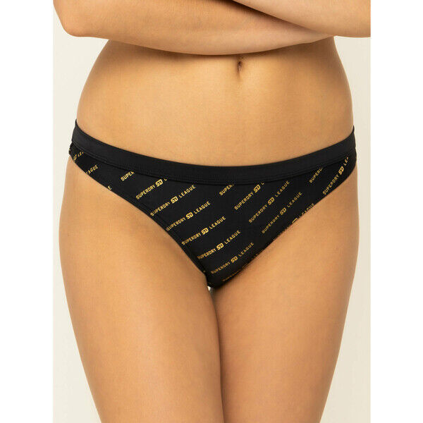 Superdry Dół od bikini Gold Logo Cheeky Bottoms W3000014A Czarny