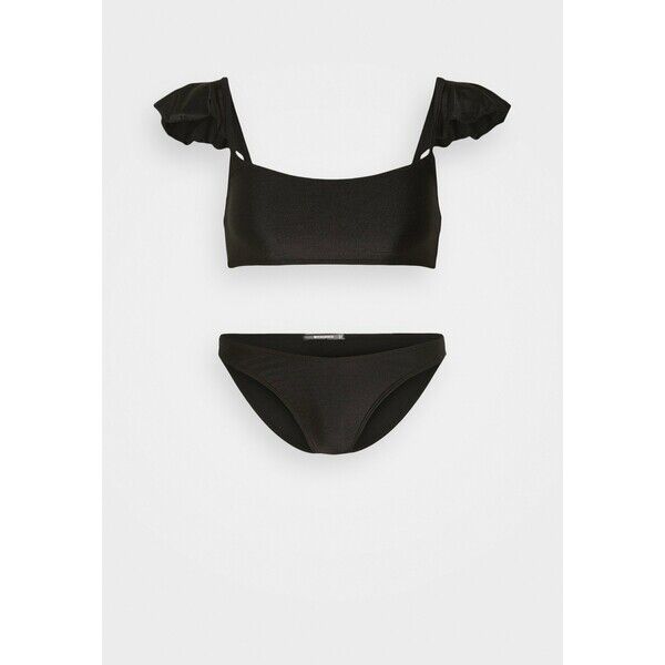 Missguided FRILL STRAP AND HIGH LEG BOTTOMS SET Bikini black M0Q81L02N