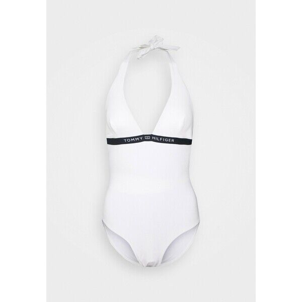 Tommy Hilfiger CORE SOLID LOGO ONE PIECE HALTER Kostium kąpielowy white TO181G01N