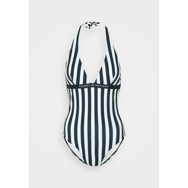 Tommy Hilfiger CORE SOLID LOGO ONE PIECE HALTER Kostium kąpielowy blue TO181G01P