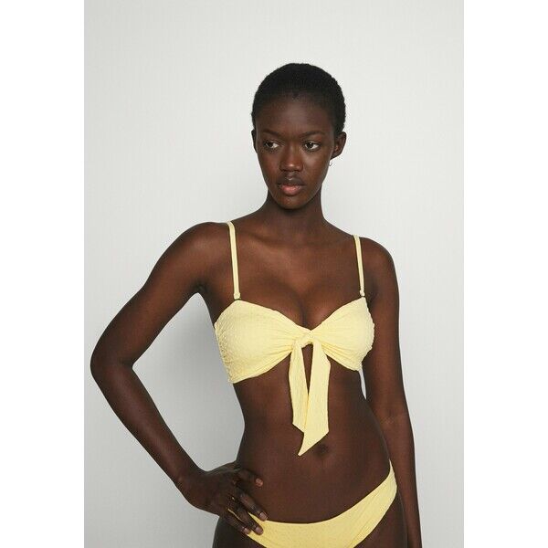 Seafolly SPLASH DOT TWIST TIE FRONT BANDEAU Góra od bikini lemon butter S1981J09H