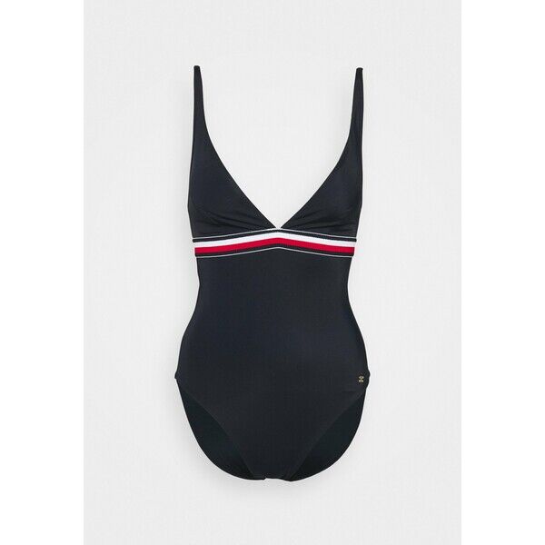 Tommy Hilfiger CORE SIGNATURE ONE PIECE PLUNGE Kostium kąpielowy desert sky TO181G01K