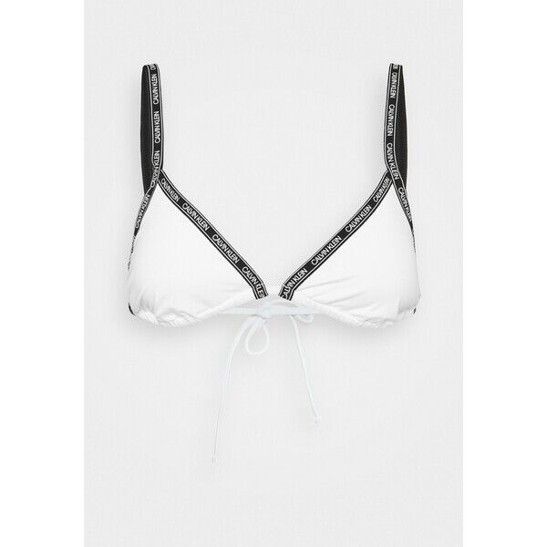 Calvin Klein Swimwear CORE LOGO TAPE TRIANGLE Góra od bikini classic white C1781J022
