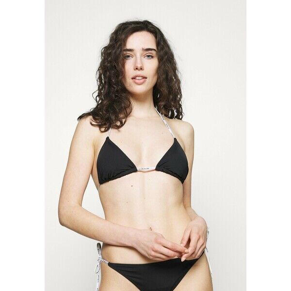 Calvin Klein Swimwear CORE LOGO TIES LOGO TIES TRIANGLE Góra od bikini black C1781J02G