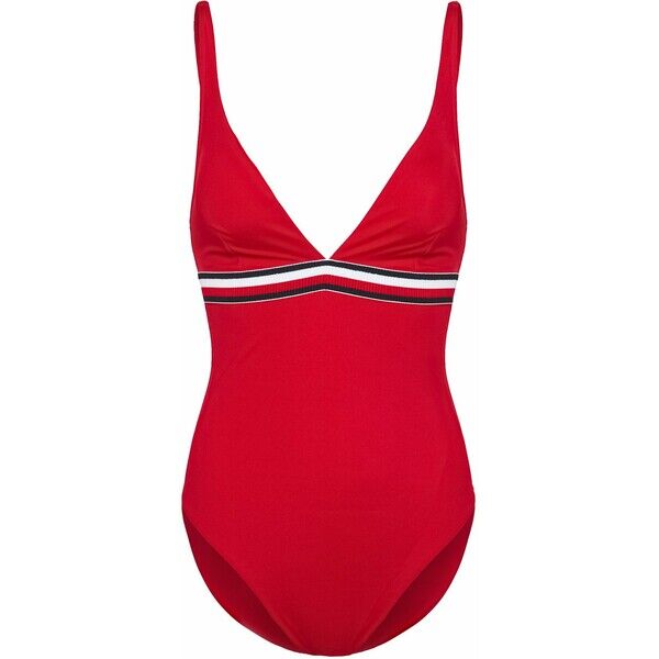 Tommy Hilfiger CORE SIGNATURE ONE PIECE PLUNGE Kostium kąpielowy primary red TO181G01K