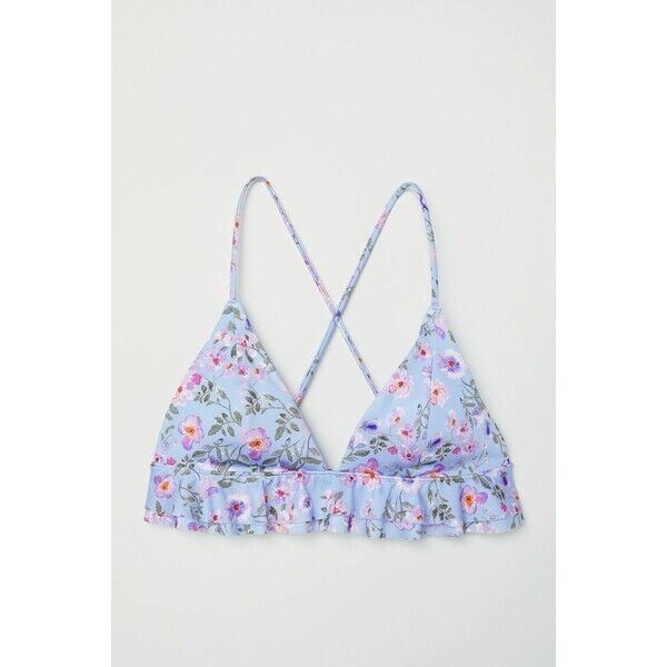 H&M Góra od kostiumu 0560213004 Jasnoniebieski/Kwiaty