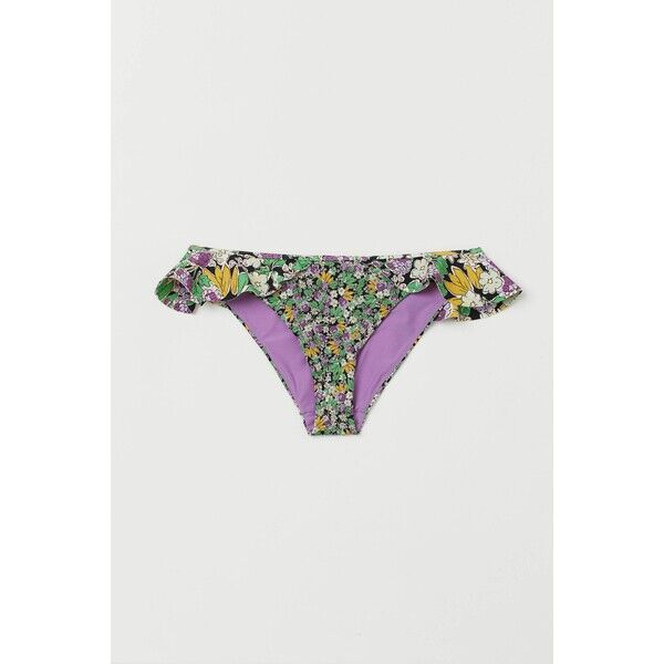 H&M Dół od kostiumu 0899225001 Zielony/Fioletowe kwiaty