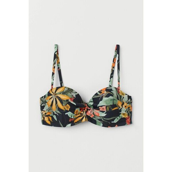 H&M Góra od kostiumu 0776237011 Czarny/Kwiaty