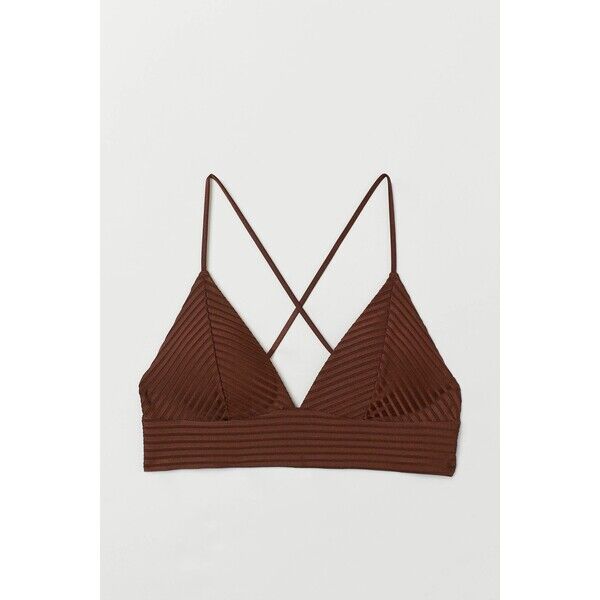 H&M Góra od kostiumu 0684209036 Ciemnobrązowy/Prążki