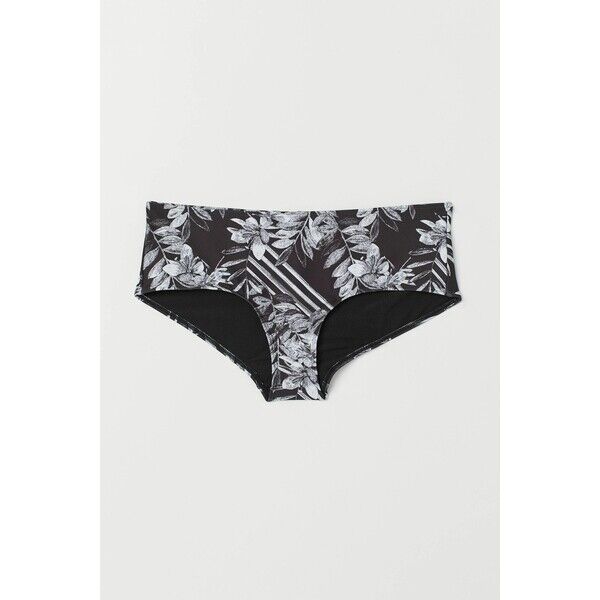 H&M Dół od kostiumu 0747786008 Czarny/Wzór liści