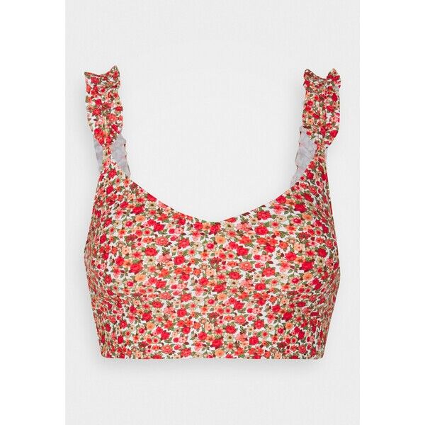 aerie LONGLINE SCOOP RUFFLE PRINT Góra od bikini calypso red AEF81J00U