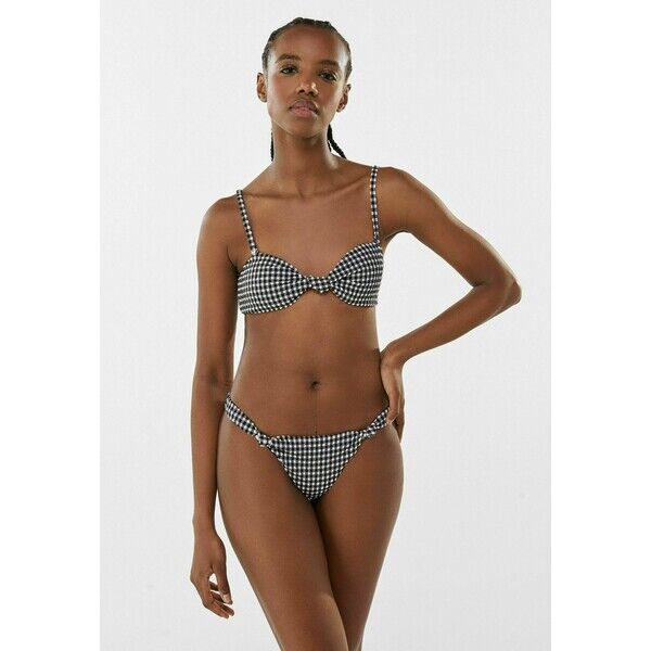 Bershka MIT VICHYKAROS Góra od bikini dark grey BEJ81J00D