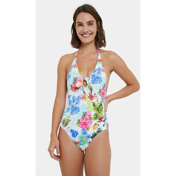Desigual HONOLULU Kostium kąpielowy white DE181G00D