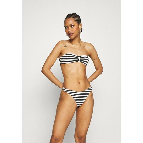 Missguided STRIPED TEXTURE KNOT BANDEAU Bikini black M0Q81L02Y