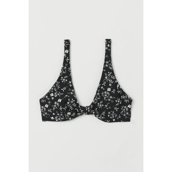 H&M Góra od kostiumu 0811925009 Czarny/Drobne kwiaty