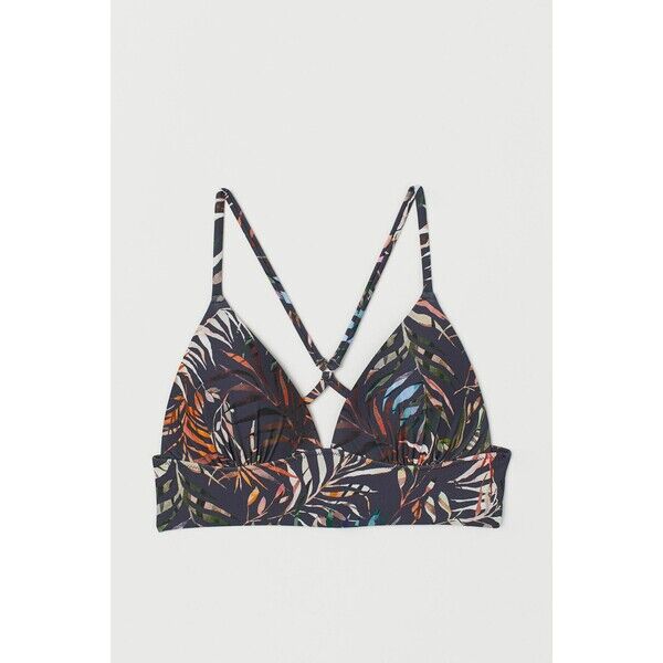 H&M Góra od kostiumu 0590928022 Ciemnoniebieski/Nadruk liści