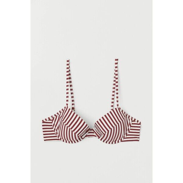 H&M Góra od kostiumu 0802485001 Ciemnoczerwony/Białe paski