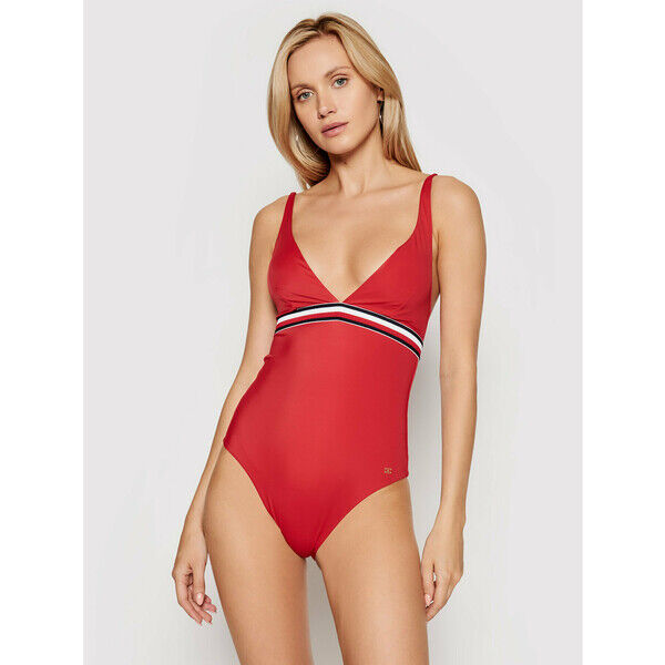 Tommy Hilfiger Strój kąpielowy Plunge-Rp UW0UW02700 Czerwony