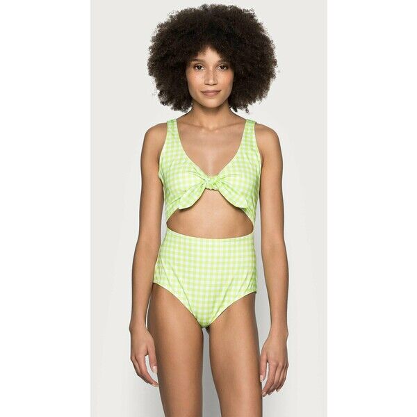 Monki KIKKI SWIMSUIT Kostium kąpielowy green/white MOQ81G00M