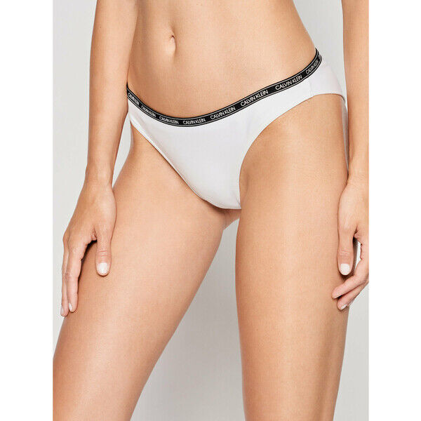 Calvin Klein Swimwear Dół od bikini Logo Tape KW0KW01275 Biały