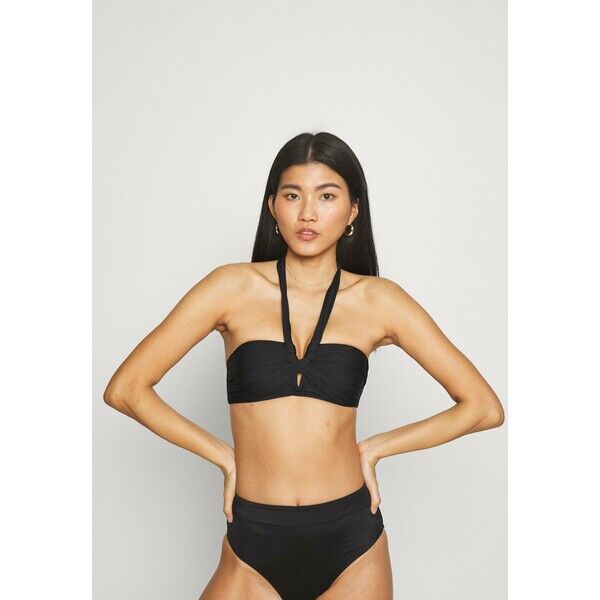 Marks & Spencer London TWIST HALTER Góra od bikini black QM481J002