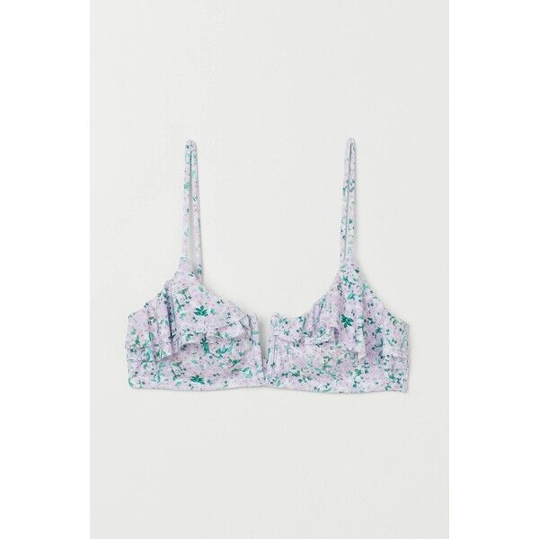H&M Góra od kostiumu 0861410002 Jasnofioletowy/Drobne kwiatki