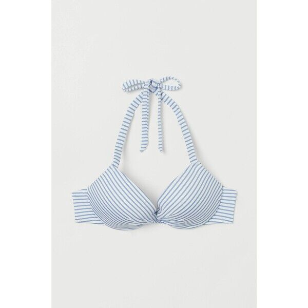 H&M Góra od kostiumu 0841699002 Jasnoniebieski/Białe paski