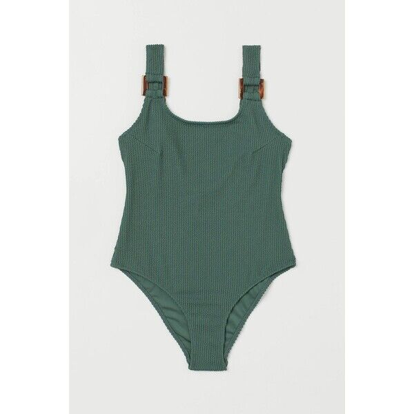 H&M Kostium kąpielowy w prążki 0832997001 Zieleń khaki