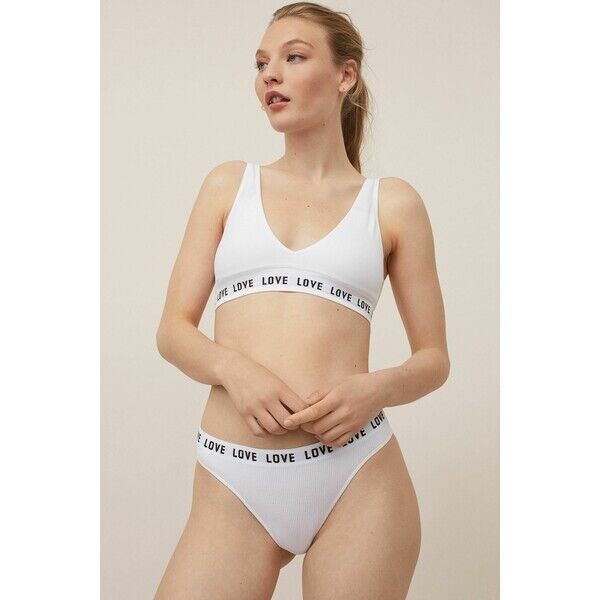 H&M Bezszwowe figi bikini 2-pak 0976986002 Biały