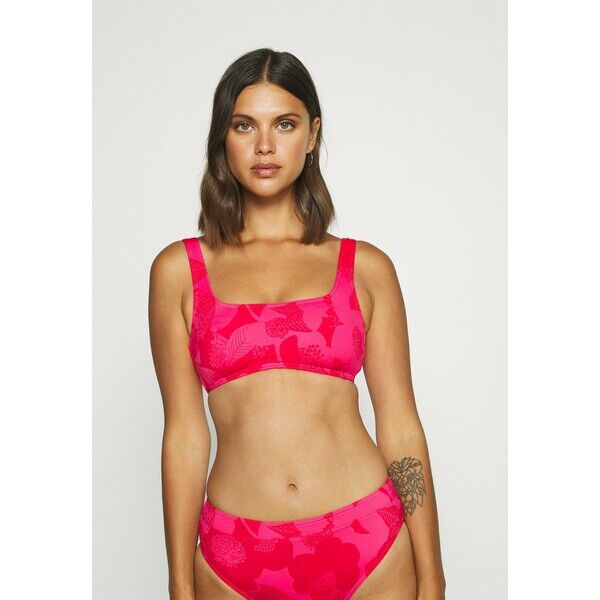 Marks & Spencer London FLORAL PRINT CROP Góra od bikini pink mix QM481J005