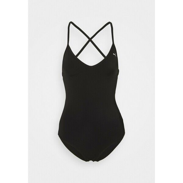 Puma SWIM WOMEN V-NECK CROSSBACK SWIMSUIT Kostium kąpielowy black PU181G007