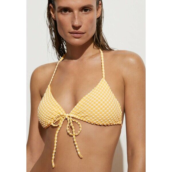 OYSHO GINGHAM Góra od bikini yellow OY181J096