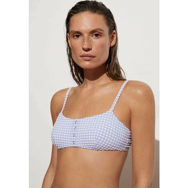OYSHO GINGHAM Góra od bikini light blue OY181E00C