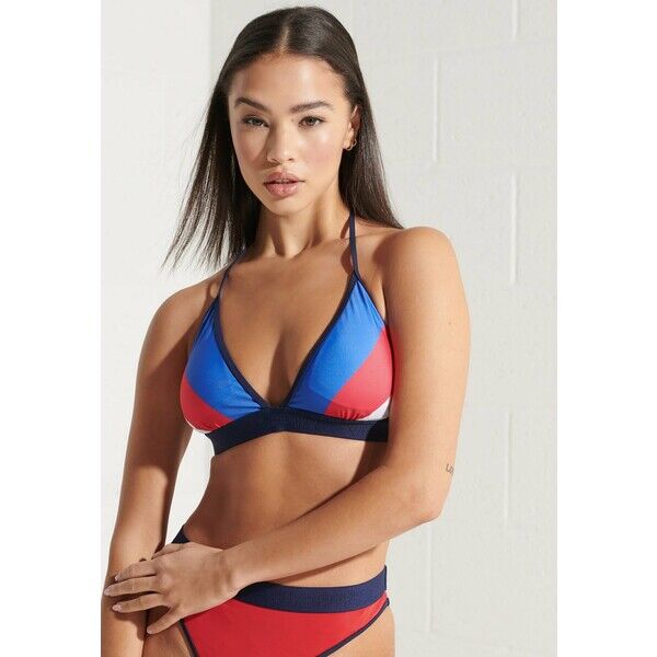 Superdry SPORT FIXED TRI BIKINI TOP Biustonosz z trójkątną miseczką navy/bright red SU281J01S