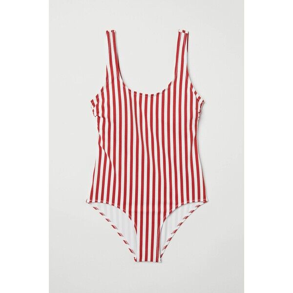 H&M Kostium kąpielowy 0559633001 Czerwony/Białe paski