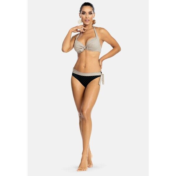 Feba Swimwear FIGI Dół od bikini czarne ozdobny pas FEP81I01D