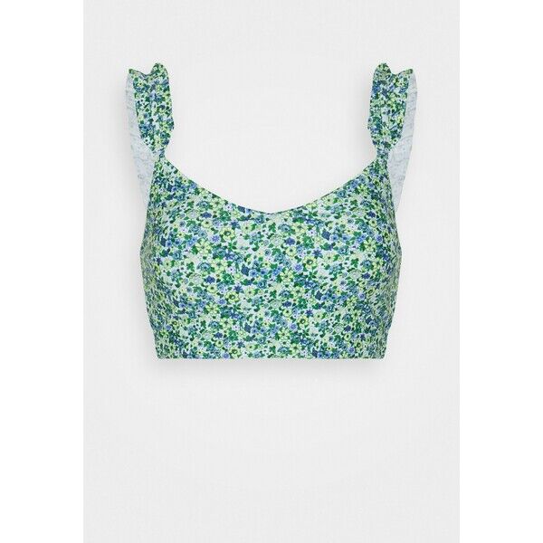 aerie LONGLINE SCOOP RUFFLE PRINT Góra od bikini eyelet blue AEF81J00U