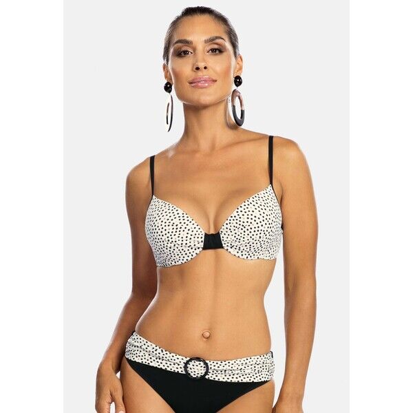 Feba Swimwear DOTS Góra od bikini push-up w kropki black&white FEP81A006