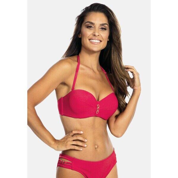 Feba Swimwear BARDOTKA Góra od bikini malinowy prążek FEP81J00R