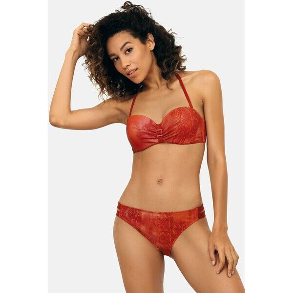 Feba Swimwear BARDOTKA SET Bikini orange imitacja skóry FEP81L002