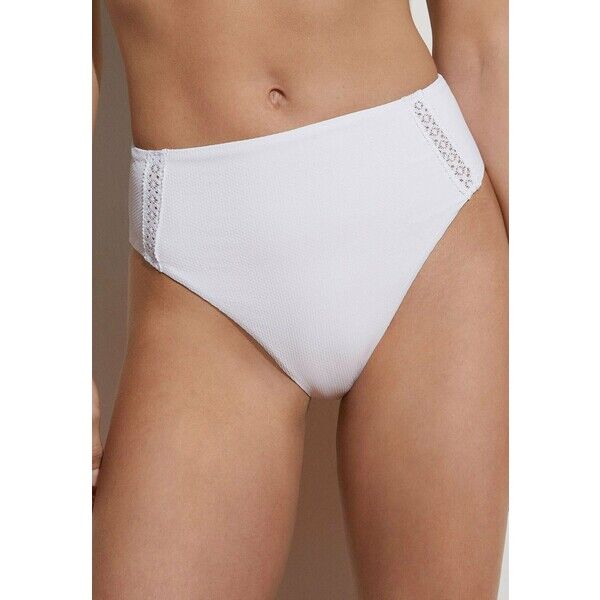 OYSHO HIGH WAISTED EMBROIDERED Dół od bikini white OY181I0J8